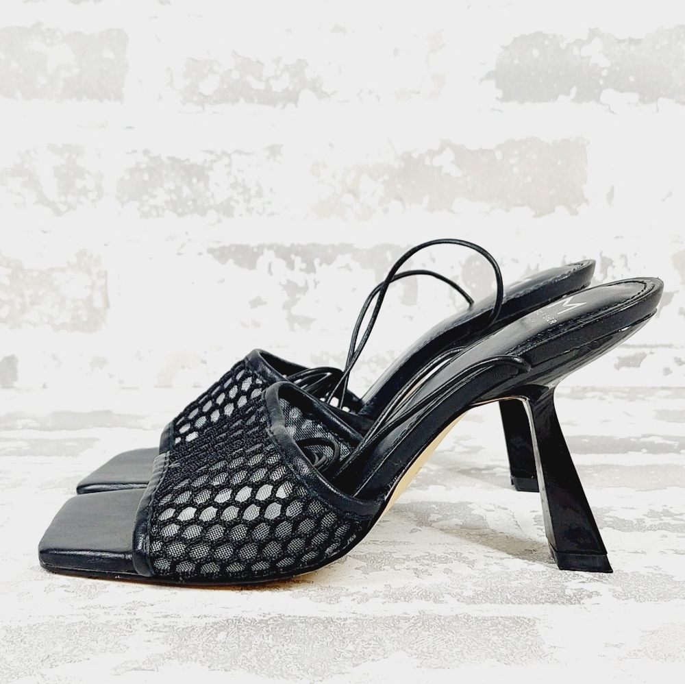 New Marc Fisher Dallyn Black Heeled Ankle Strap Heels W463